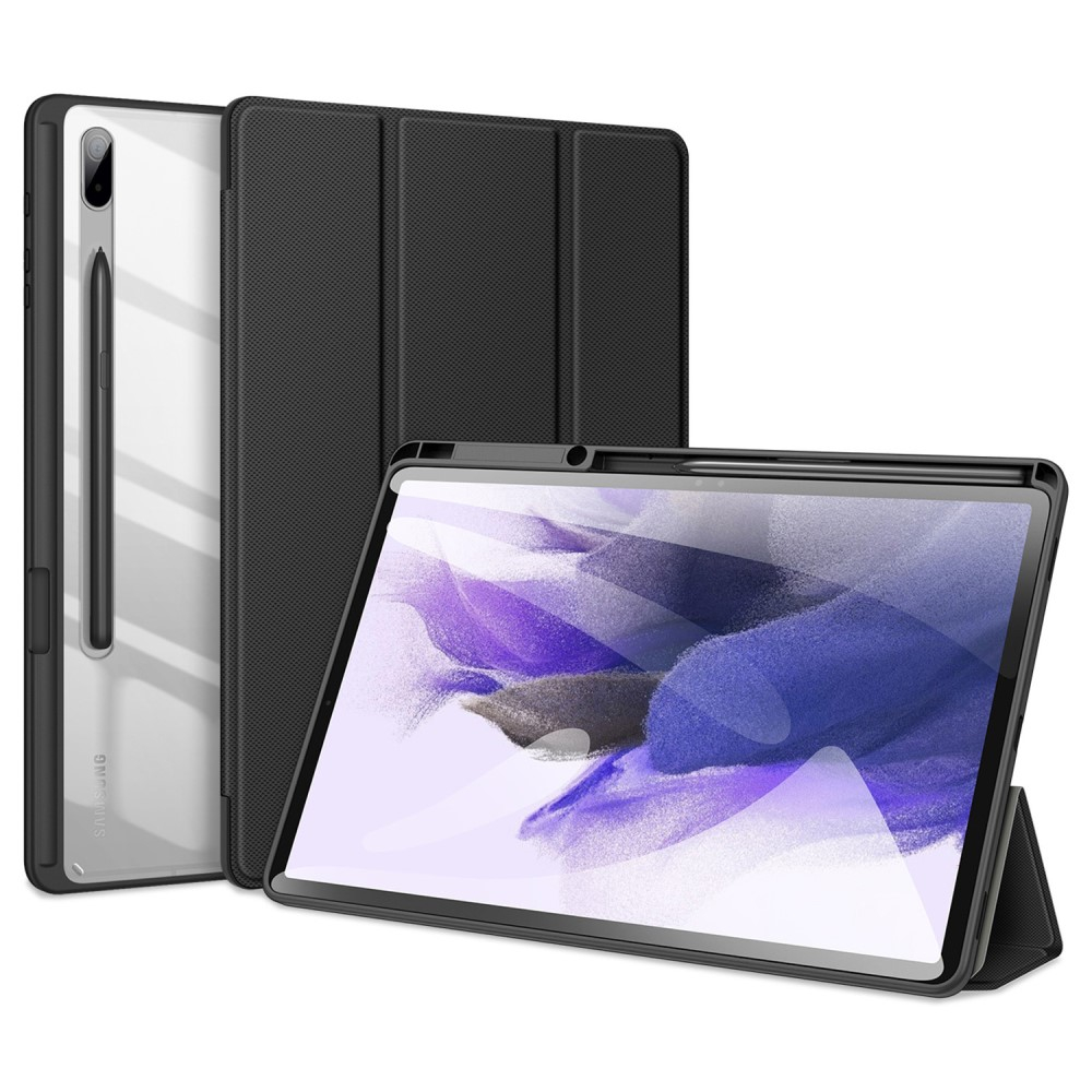 Samsung Galaxy Tab S8  Plus / Tab S7 FE 5G / Tab S7  Plus Leder Tasche Smart Cover Schutzhülle   S-Pen Halter - Schwarz