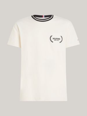 Camiseta de malha com gola redonda e detalhes contrastantes