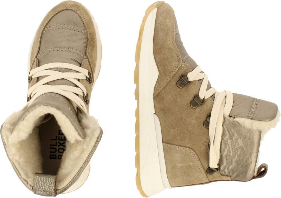 Bullboxer Beige Suède Enkelboots met Stijlvolle Details Beige