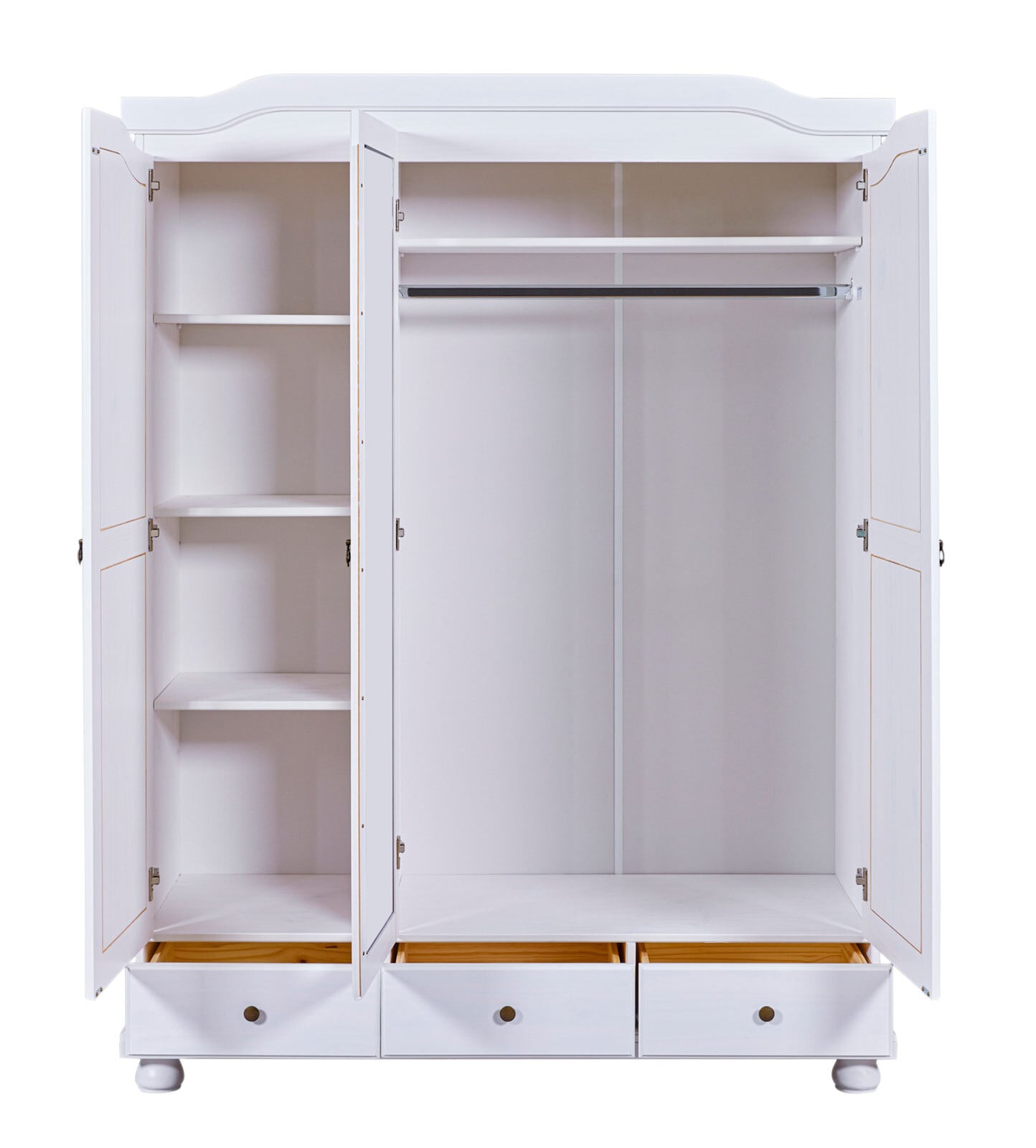 Drehtürenschrank Oskar 150 x 198 cm Kiefer massiv weiß