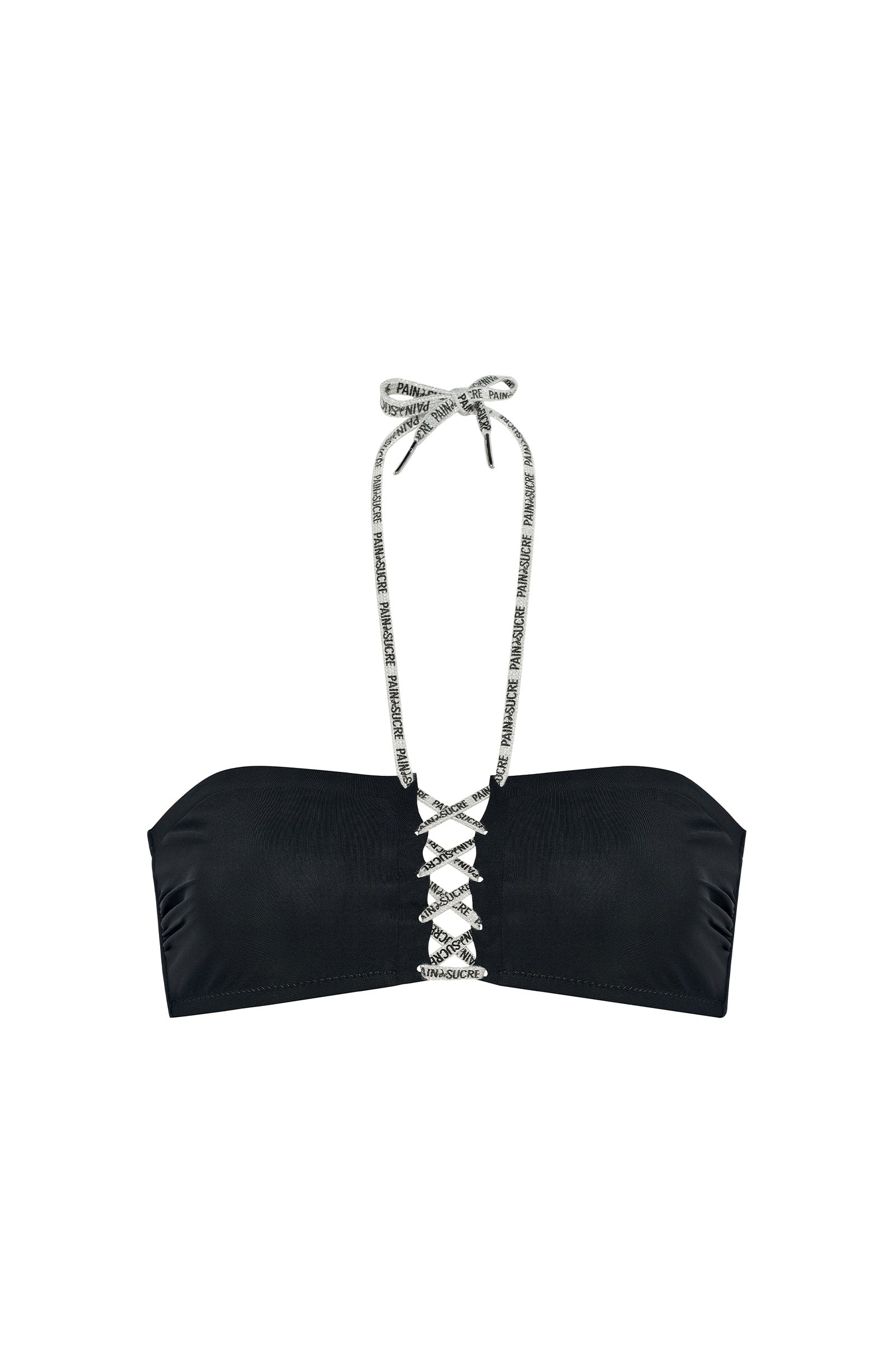 baoba Haut de maillot de bain bandeau noir à lacets Noir