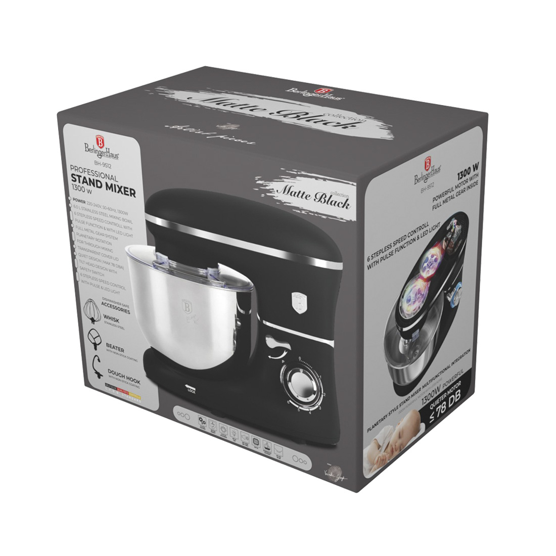Berlinger Haus Küchenmaschine 6 Liter Matte Black Collection
