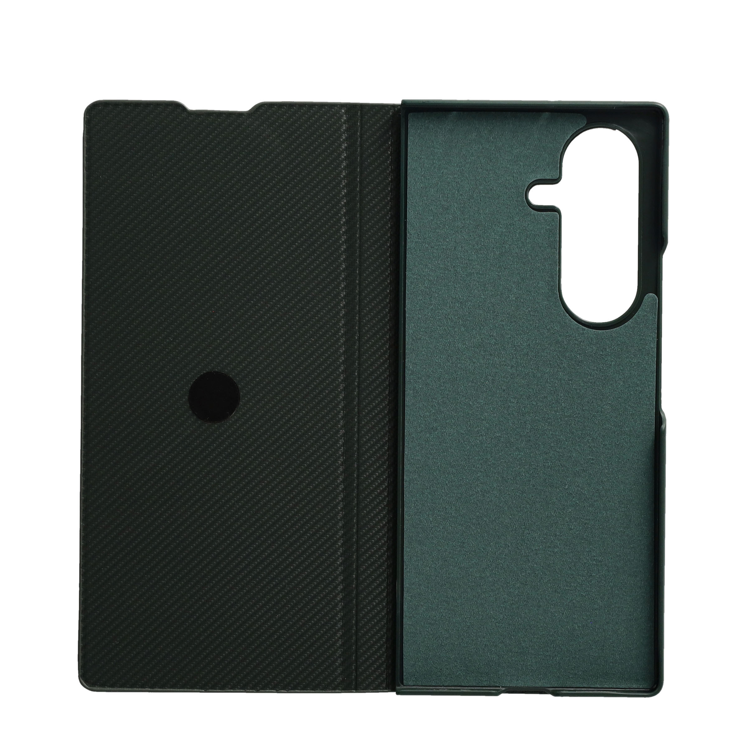 Samsung Galaxy Z Fold7 Leder Tasche Flip Cover Kevlar Look - Grün