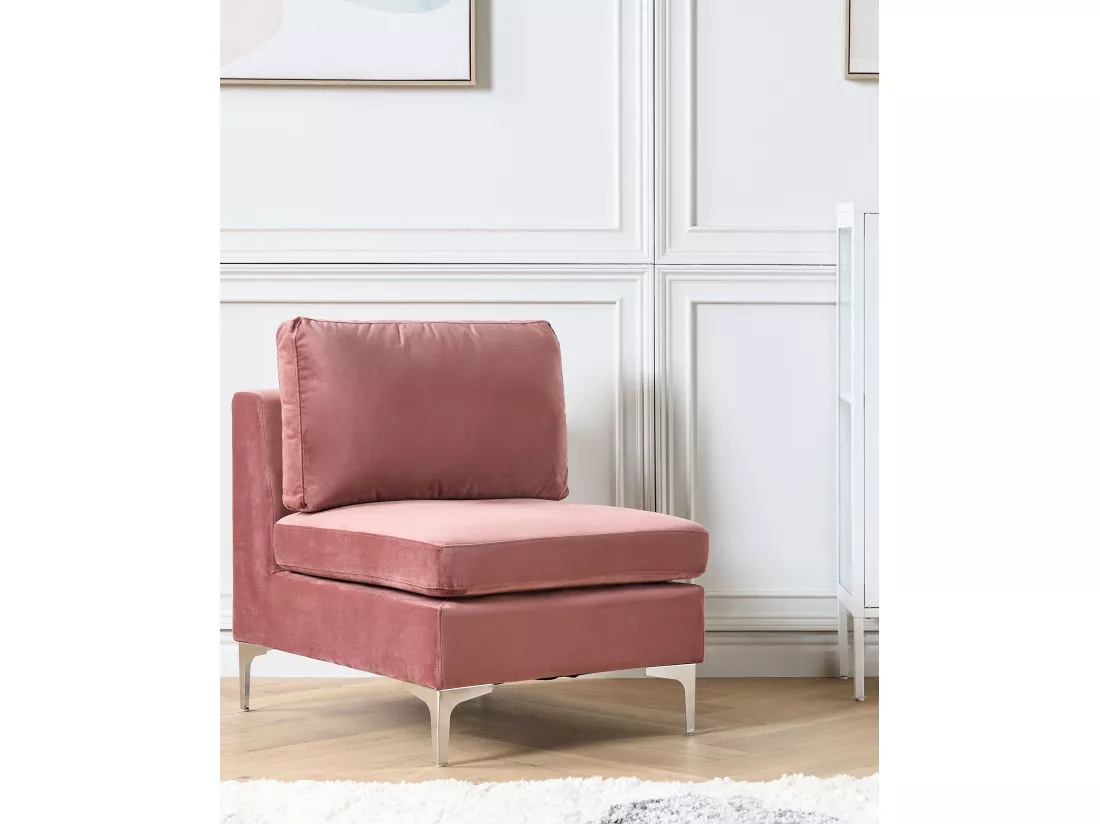 Section de canapé en velours rose 1 place EVJA