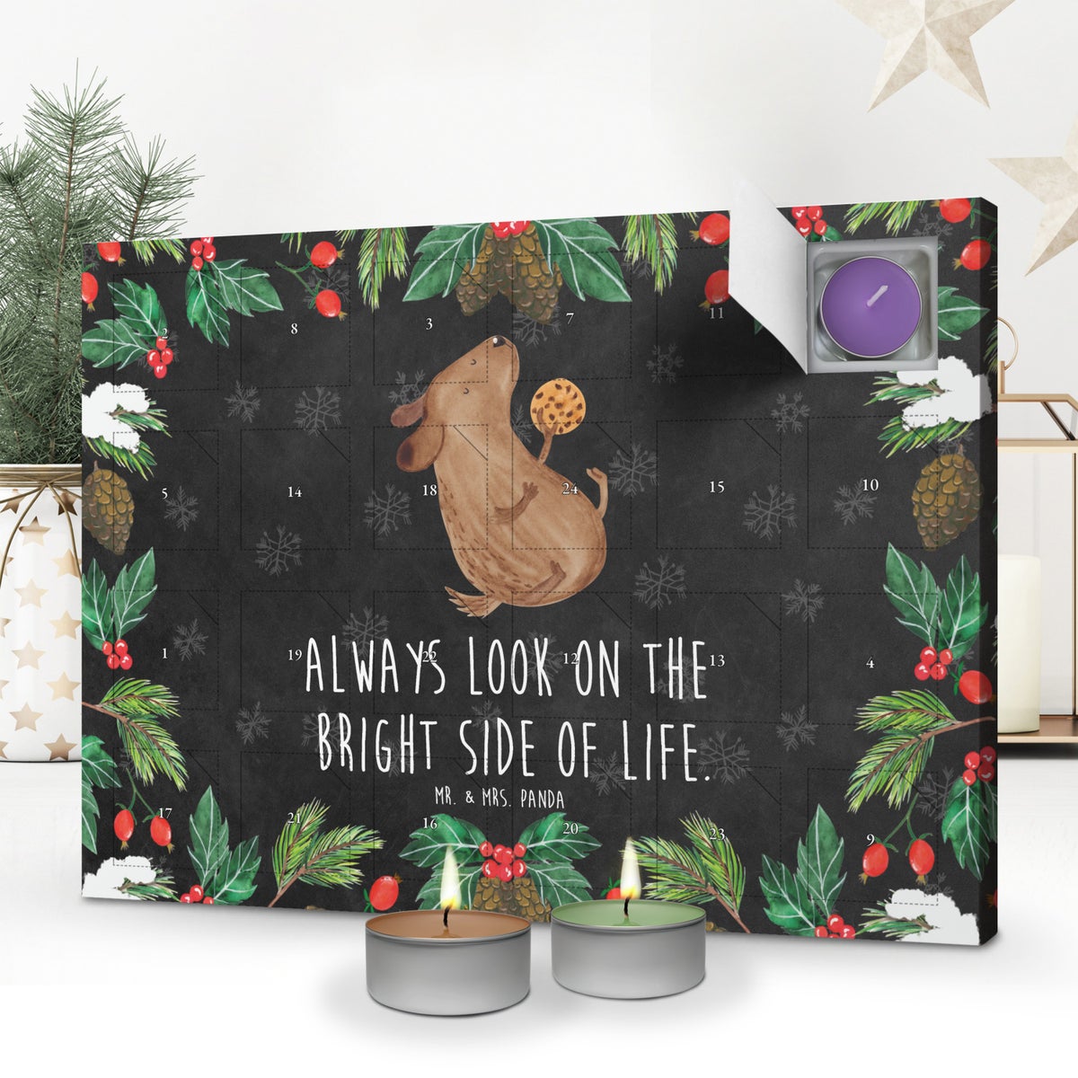 Mr. & Mrs. Panda Geurkaars Adventskalender Hondenkoekje - Zwart