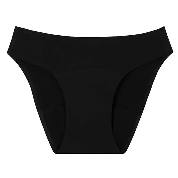 Calcinha menstrual de microfibra Smoon para fluxo intenso, preta, tamanho grande.