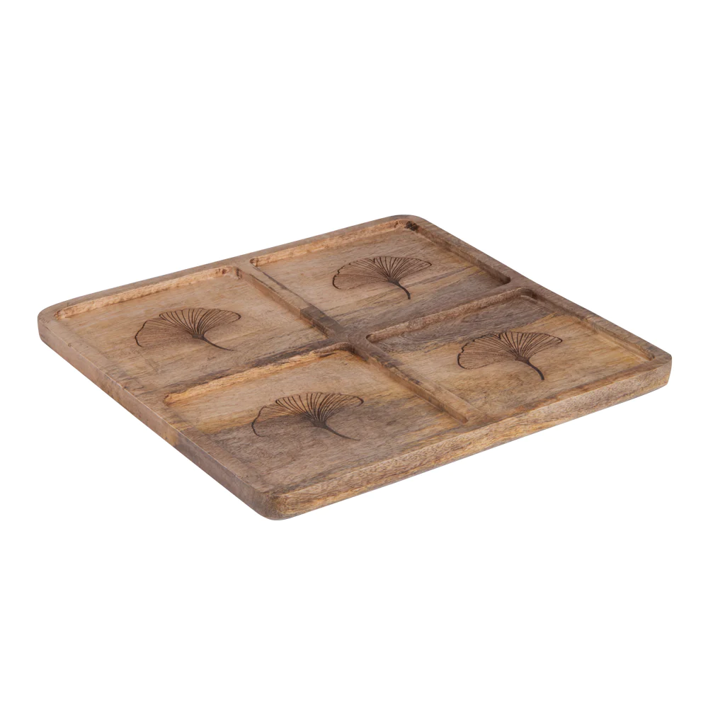 Plat pour apéritif 4 compartiments Ginkgo 35,3x35,3 cm Table passion