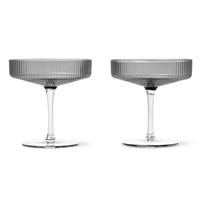 Ferm Living Coupes à champagne Ripple - Set de 2 | Gris