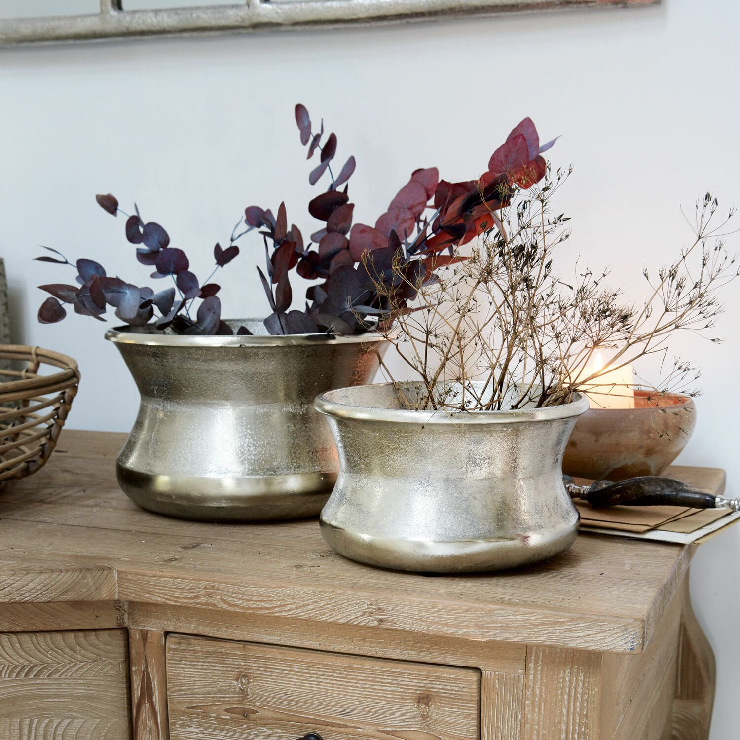 Vase 2er Set Riona antiksilber
