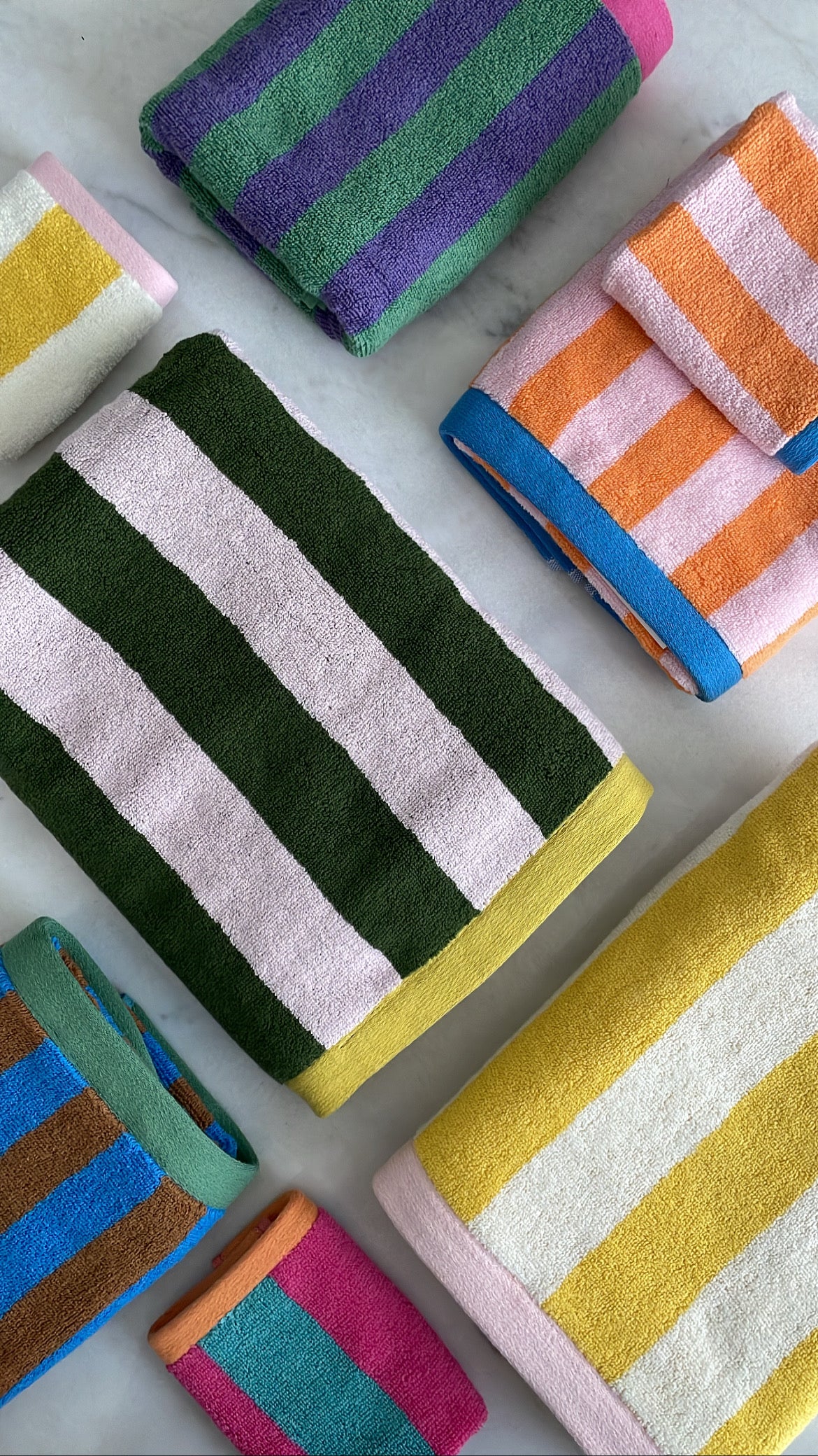 Bahne Interior  Stripe håndklæde - Blush/Orange/Blue