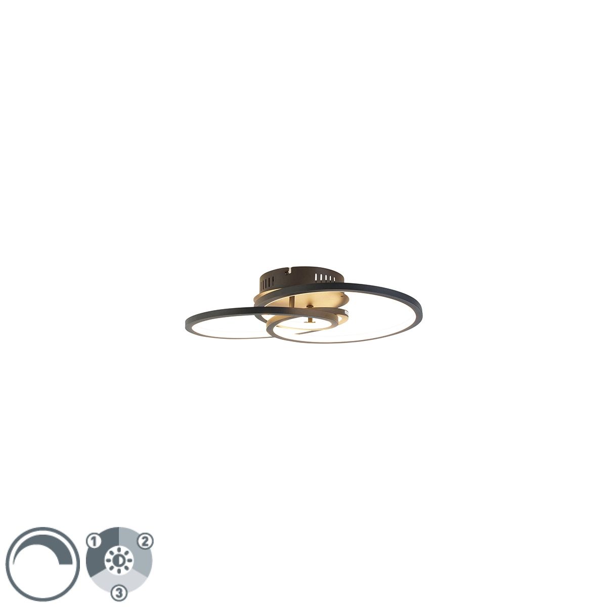 Plafondlamp zwart 45 cm incl. LED 3 staps dimbaar - Rowin