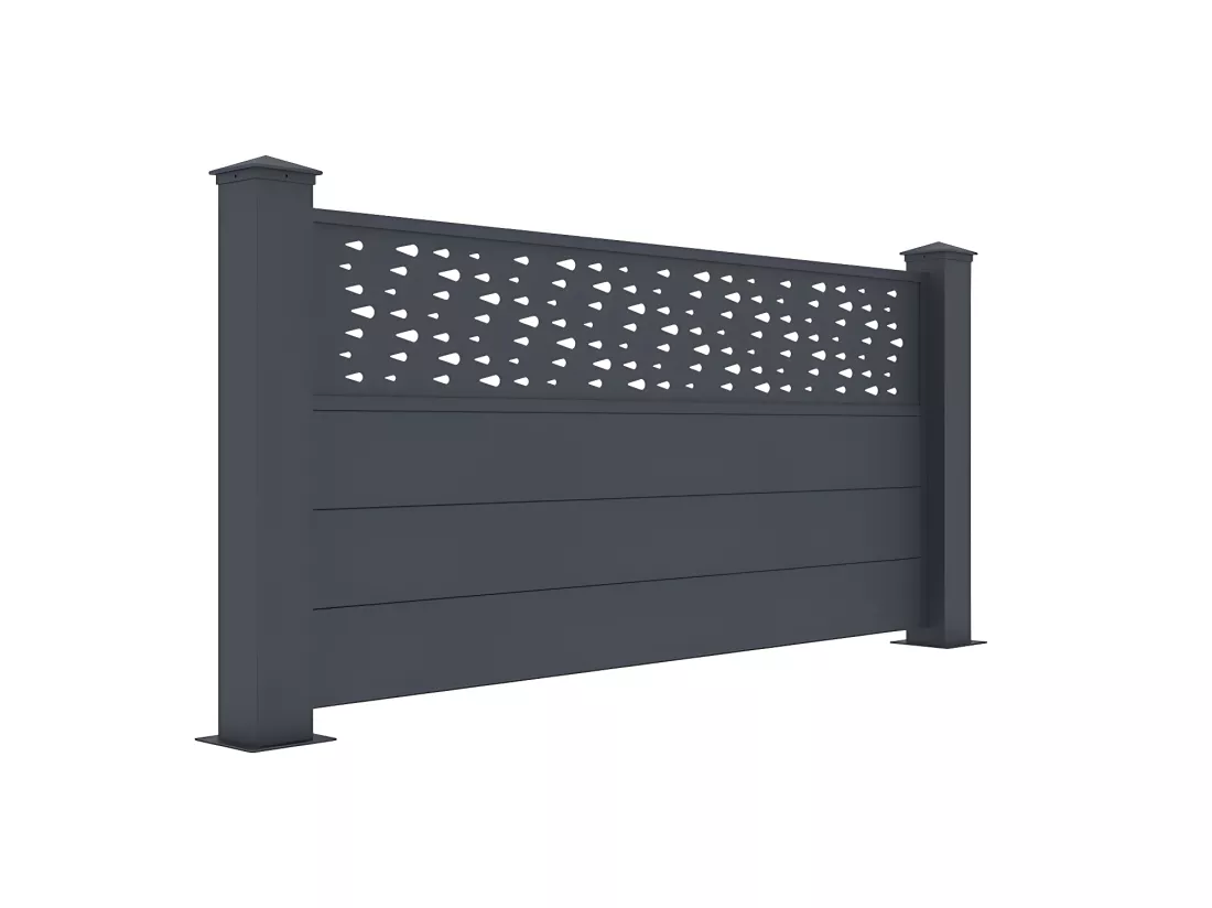 Clôture à poser H89 x L188.6 cm en aluminium anthracite à motifs - BAZIO