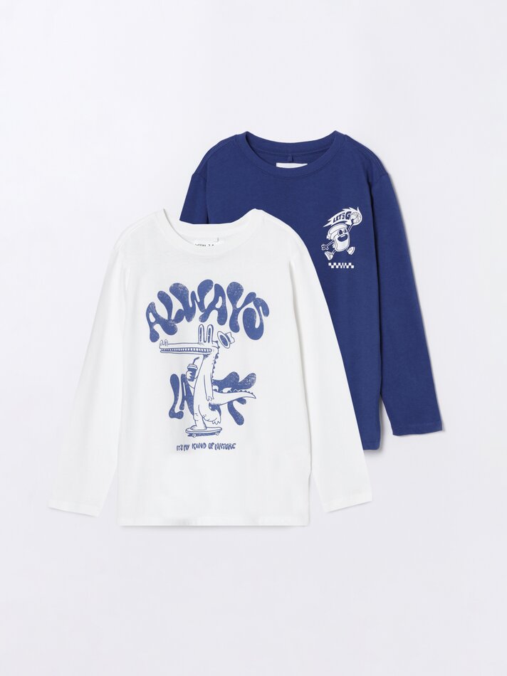 Pacote com 2 camisetas estampadas - Azul Royal