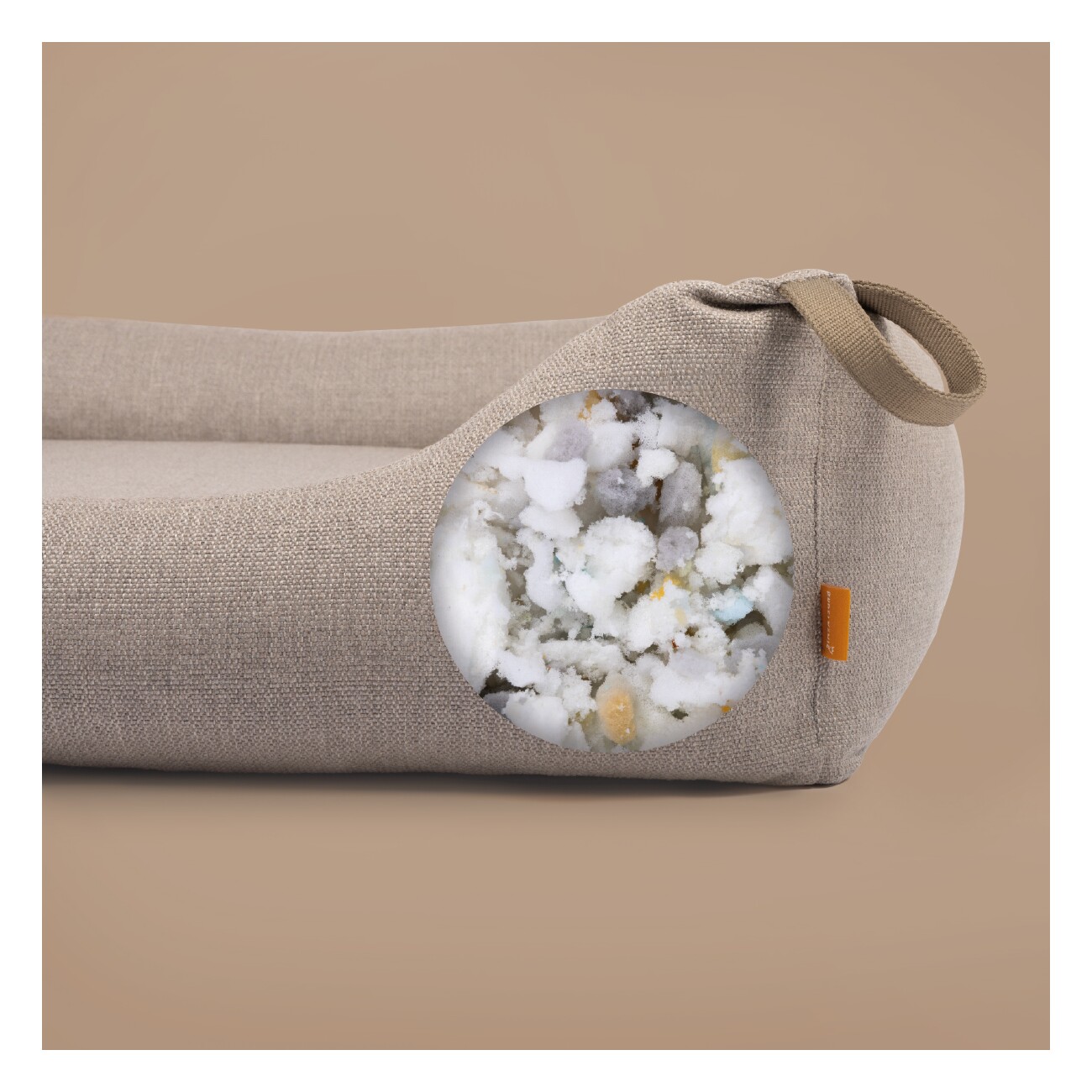 Rudelkönig Hundbett Koye orthopädisch - mit Memory Foam, robust & waschbar beige/ grau S