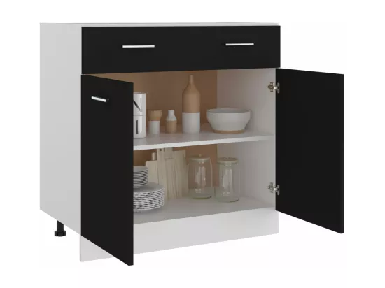 Armoire de plancher à tiroir Noir 80x46x81,5 cm Bois ingénierie