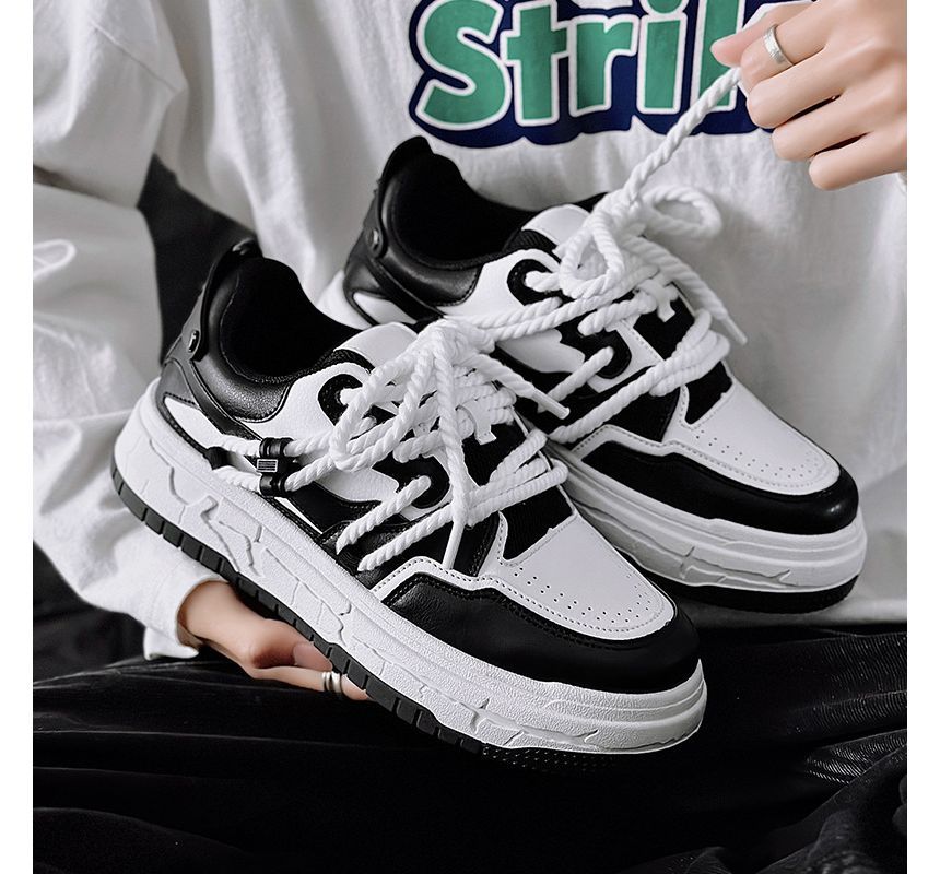 Tanzanite - Tweekleurige platform canvas sneakers