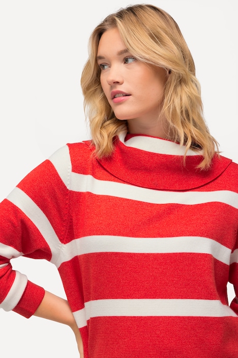 Rollkragen-Pullover, Ringel, kurz, Langarm