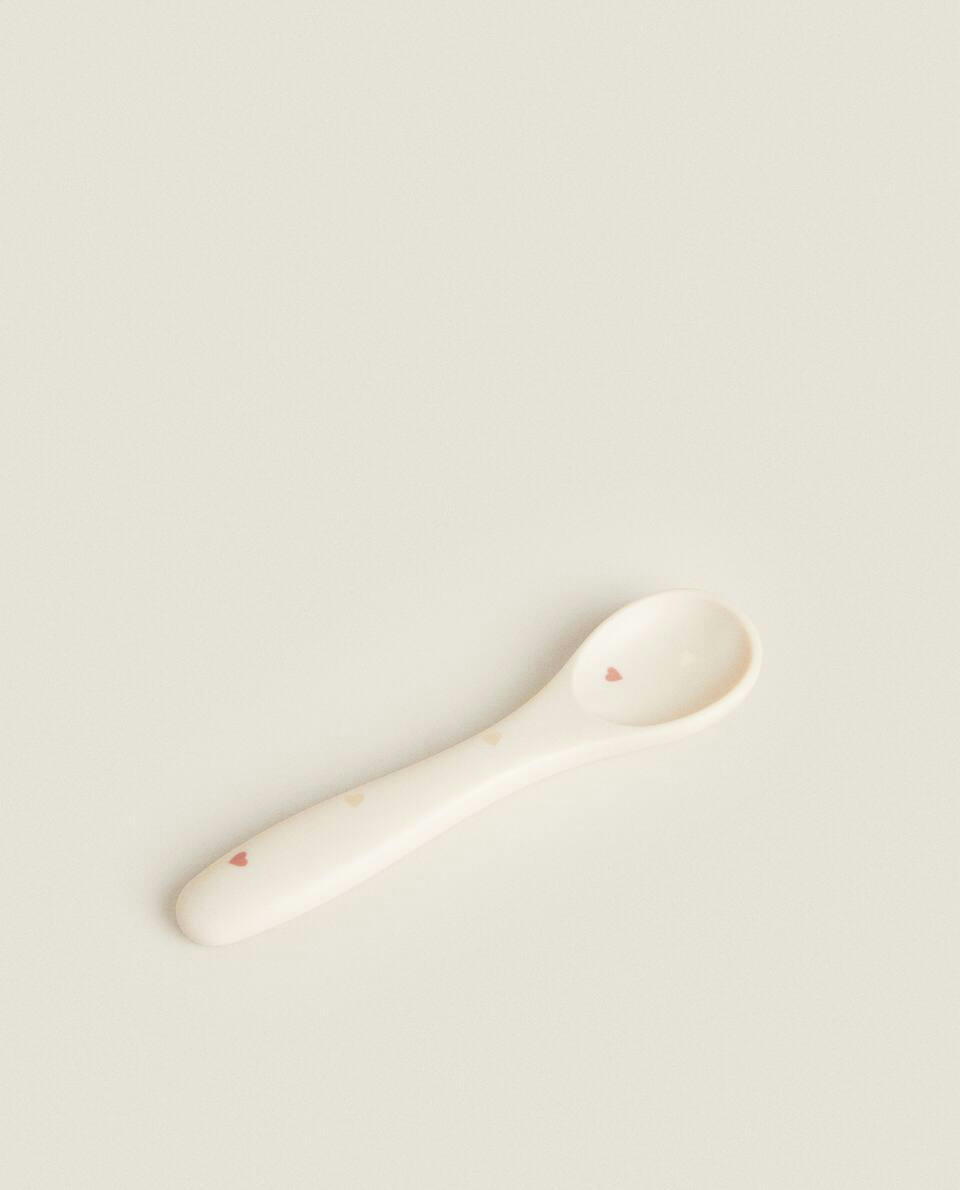 Colher de silicone com corações