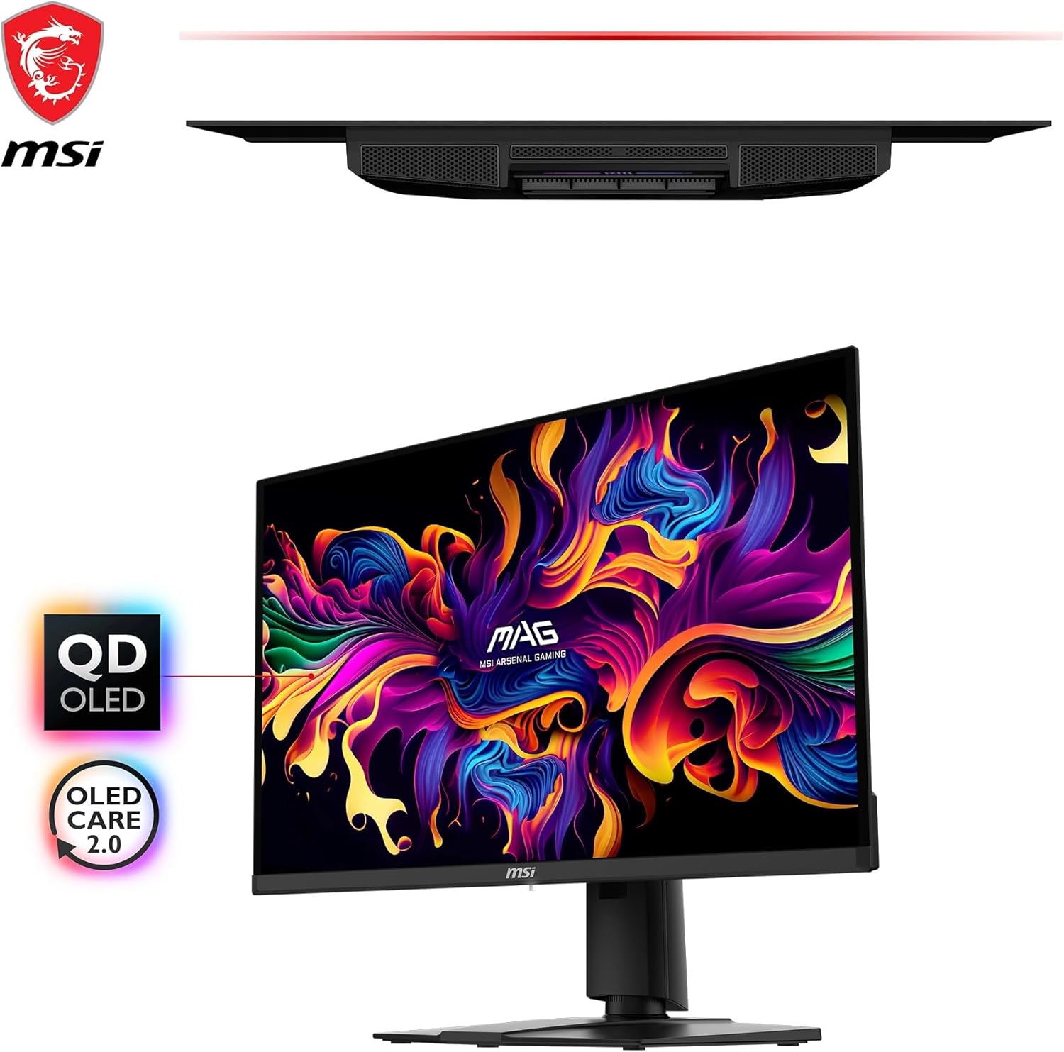MSI MAG 271QPX QD-OLED écran gaming 26.5 pouces WQHD - Dalle 2560 x 1440 Quantum Dot OLED, 360Hz / 0,03ms, 99.1% DCI-P3, ΔE≤2, DisplayHDR True Black 400 - DP 1.4a, HDMI 2.1, USB Type-C