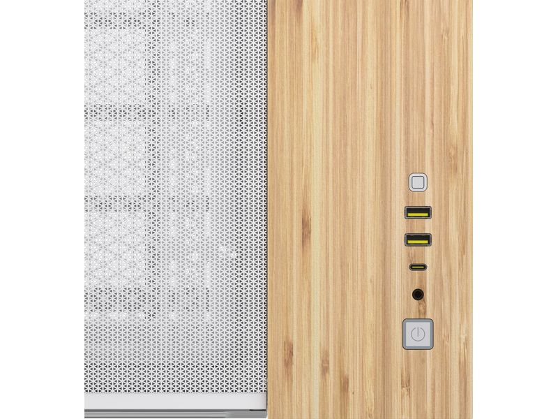 Corsair PC-Gehäuse 2500X Weiss/Bambus Mid-Tower PC-Case mit Zwei-Kammer-Design und herausragendem Luftstrom