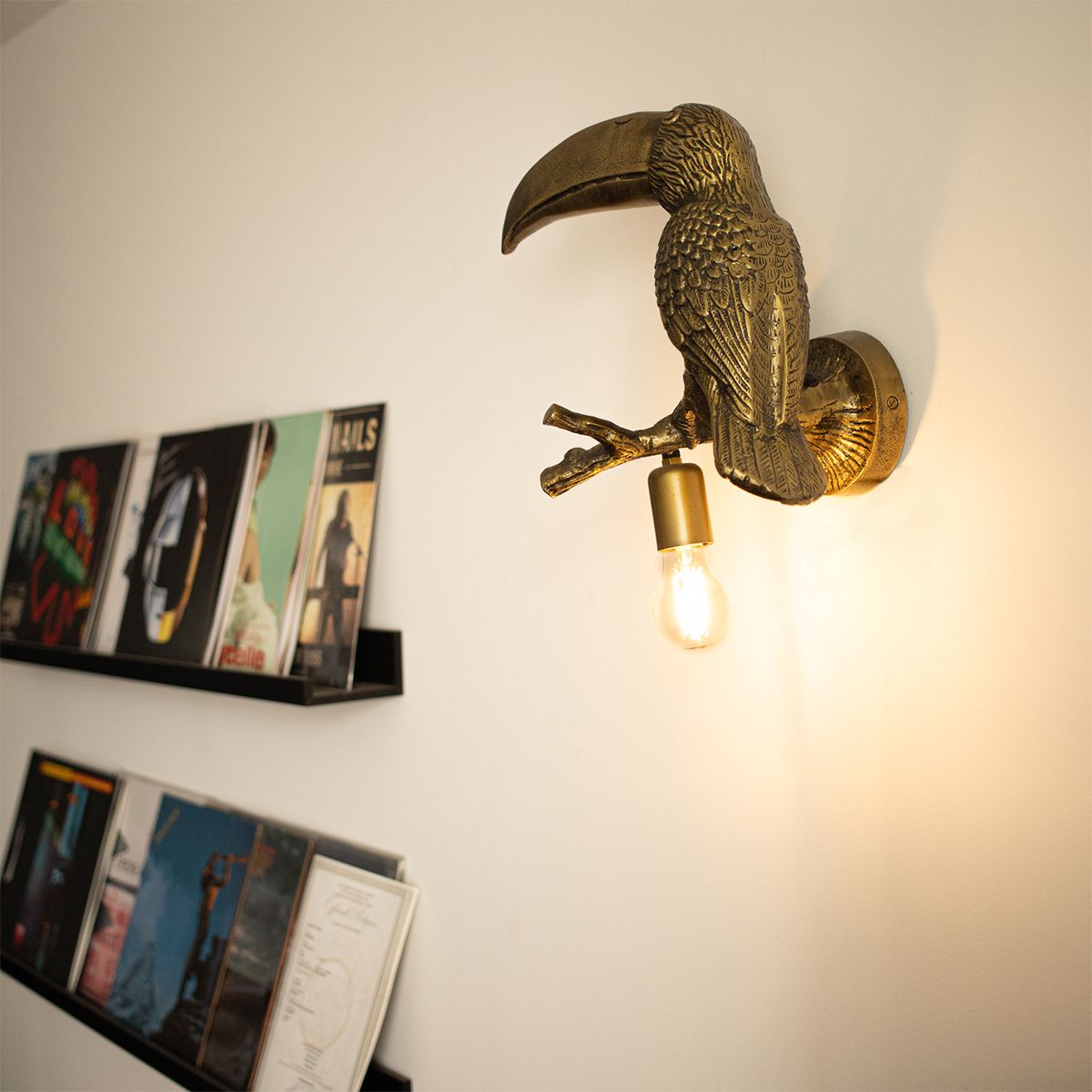 Vintage wandlamp messing - Animal Toekan
