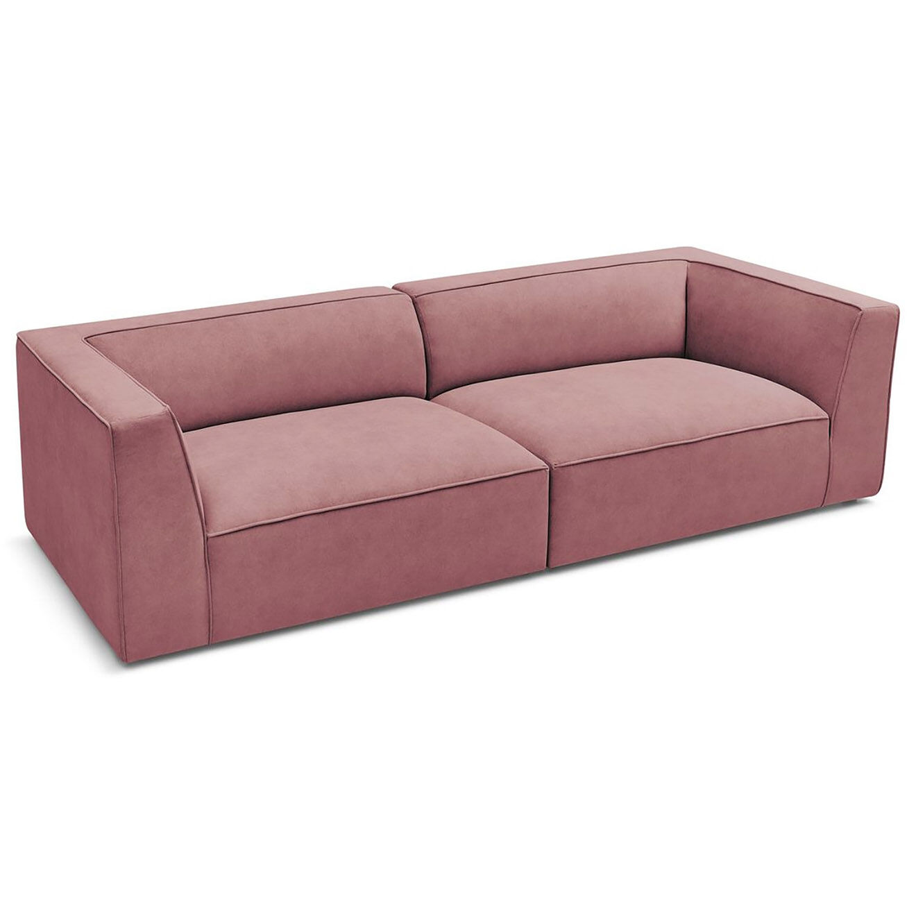 Bobochic Canapé droit fixe 4 places en Velours Molière rose - 273x99x71 cm