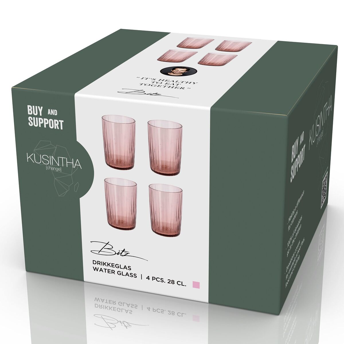 Kusintha vannglass 28 cl 4-pakning, rosa