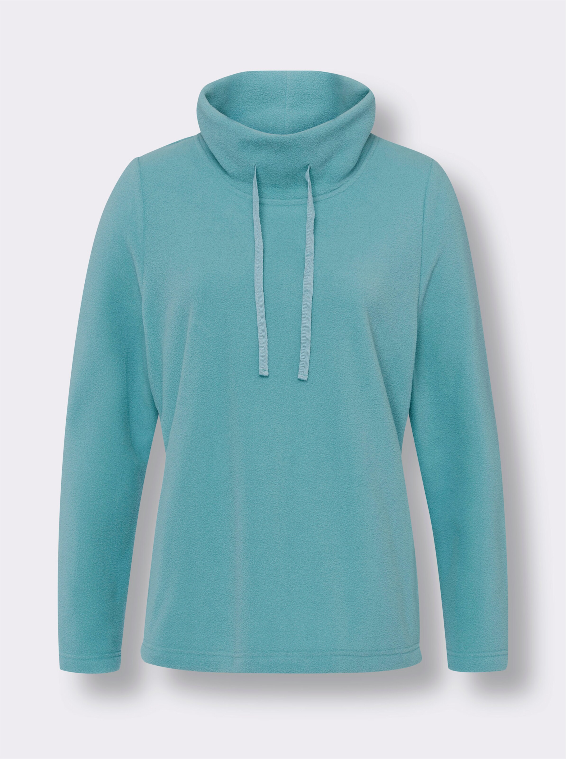 Fleeceshirt mit halsfernem Rollkragen