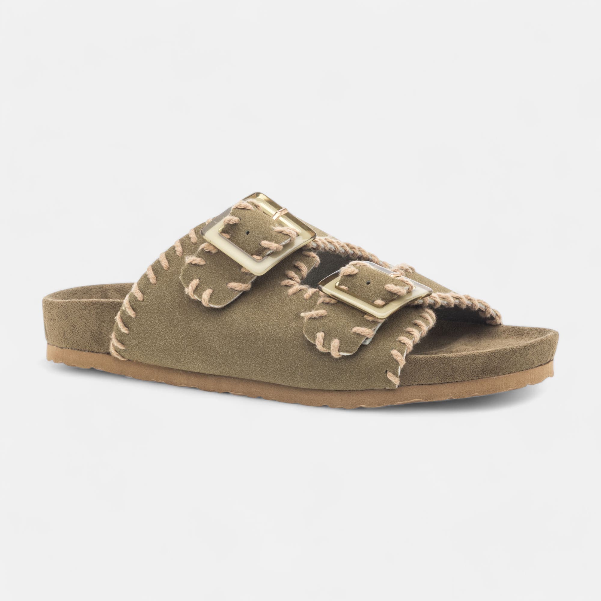 Mules semelle liège Femme kaki