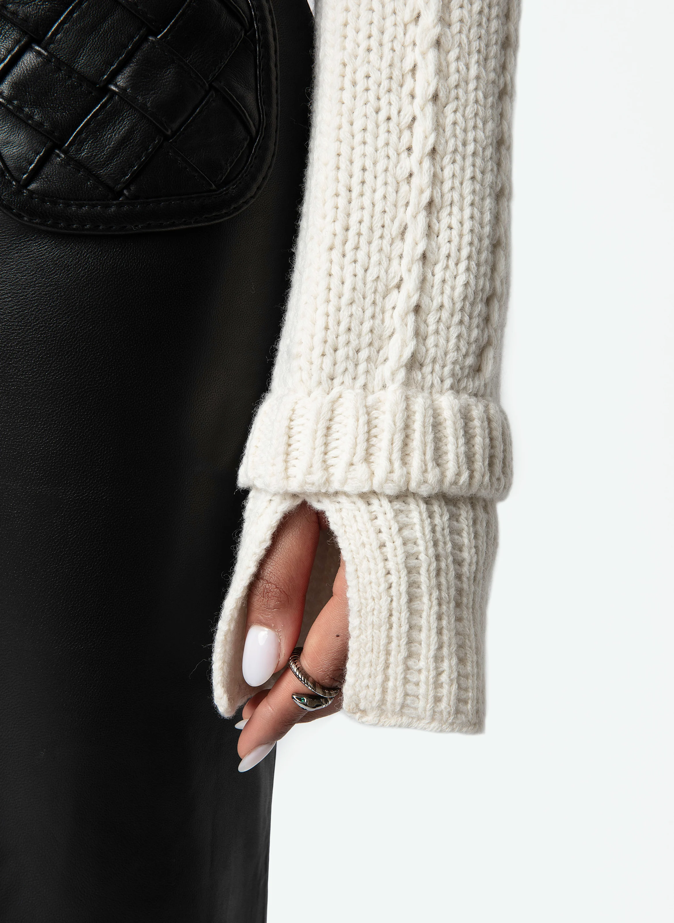 TRAVY - Cardigan court en laine mérinos | Blanc