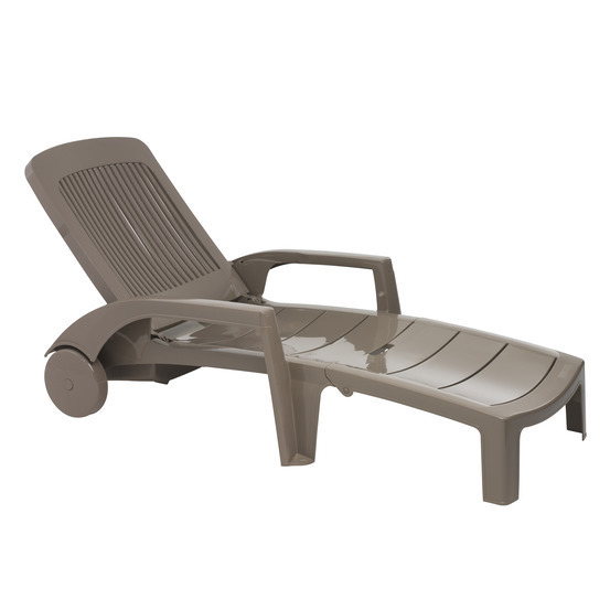 Bain de soleil Fidji Evolution II en polypropylène taupe 187x73x28 cm