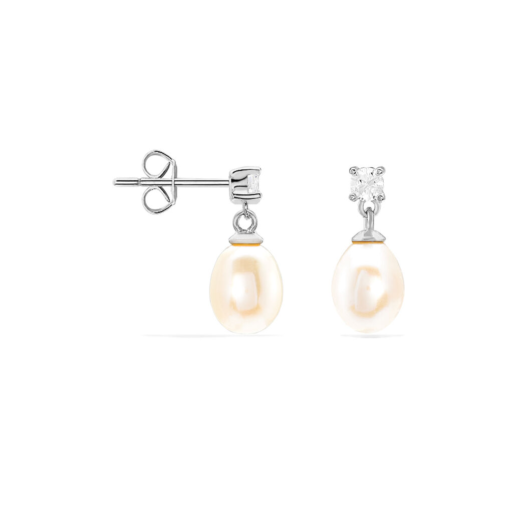 Boucles D'oreilles Pendantes Dolores Argent  Perle De Culture Et Oxyde