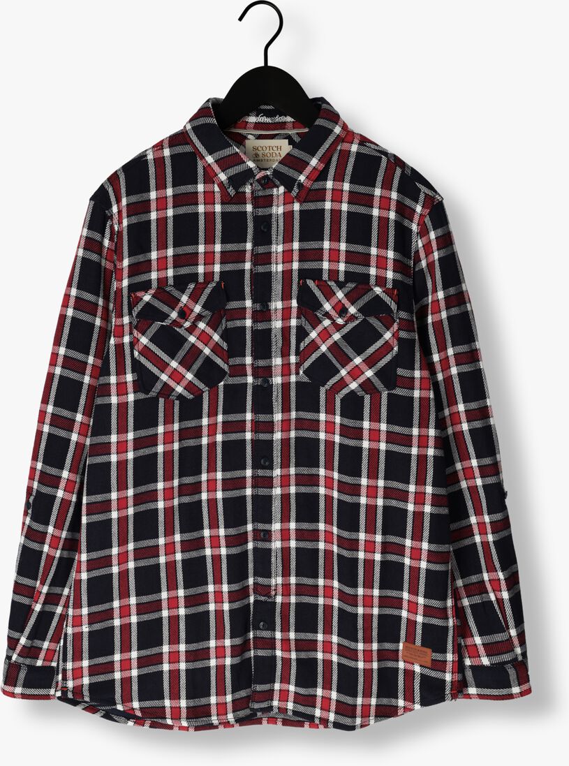 SCOTCH & SODA donkerblauwe scotch & soda overshirt archive double face twill check