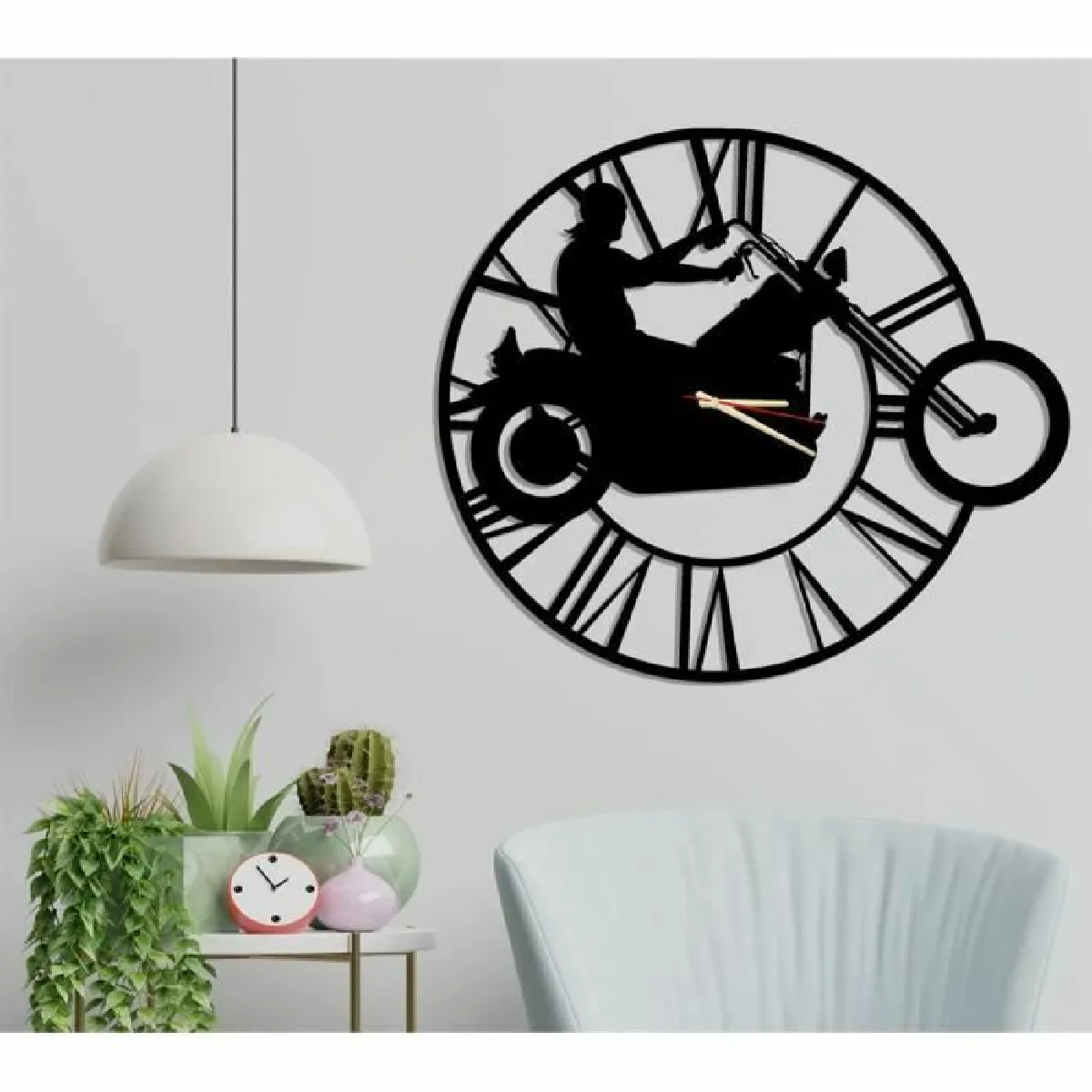 Dekory Motorcycle Garage Horloge Murale Métal 50 cm