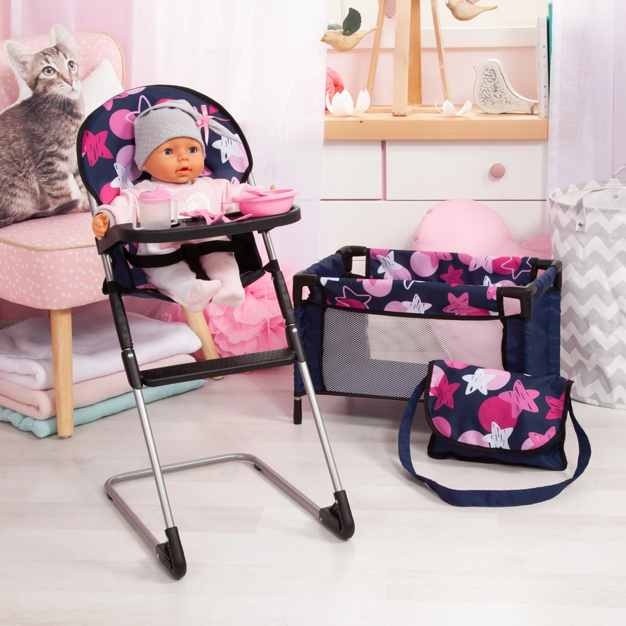 bayer Design Reisebett Set 9 in 1 blau mit Herzen