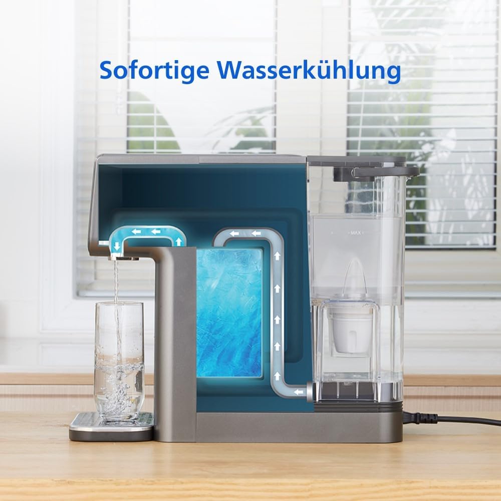 Philips Water Station – Heiß- & Kaltwasserspender mit Filter, 7 Temperatureinstellungen & 5 Volumenvoreinstellungen, 2,8L Fassungsvermögen, Anticalc+ Filter entfernt Chlor, Kalk, Mikroplastik & PFOA