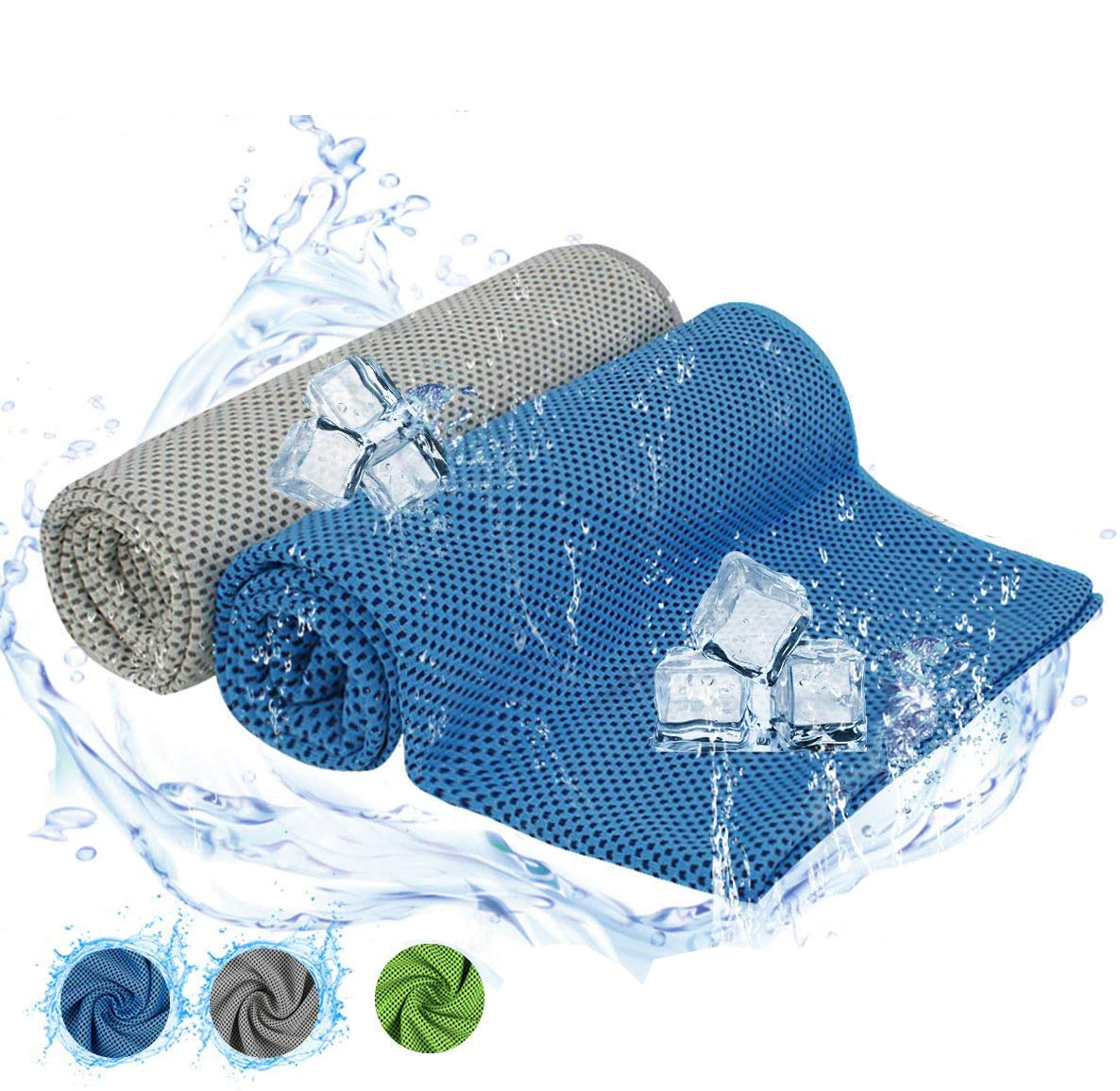 (87x28cm) Kühlendes Sport Handtuch Fitness Kühltuch für Workout / Yoga / Wandern / Reisen - Blau