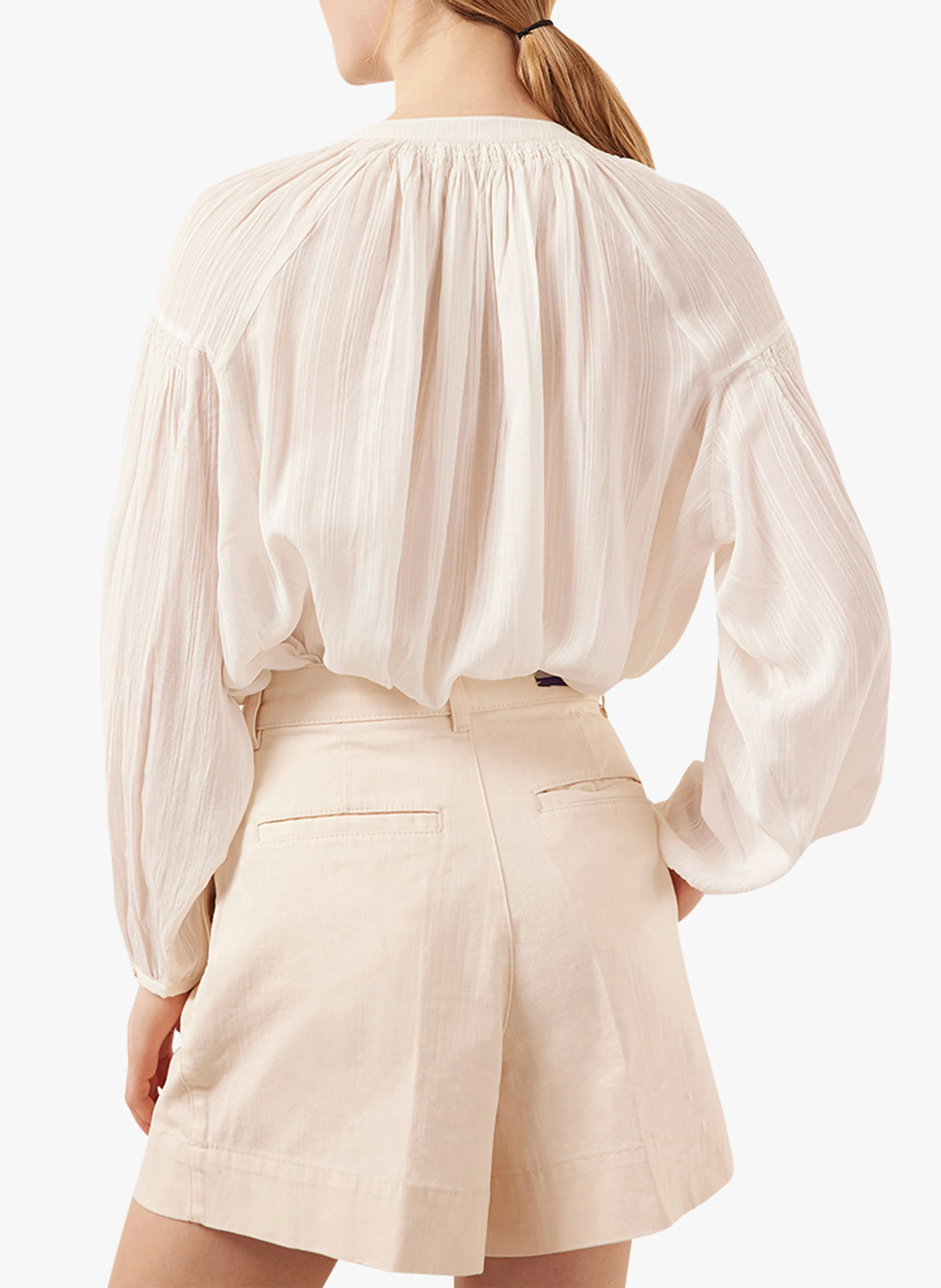 NIPOA - Top col tunisien en voile de coton | Blanc
