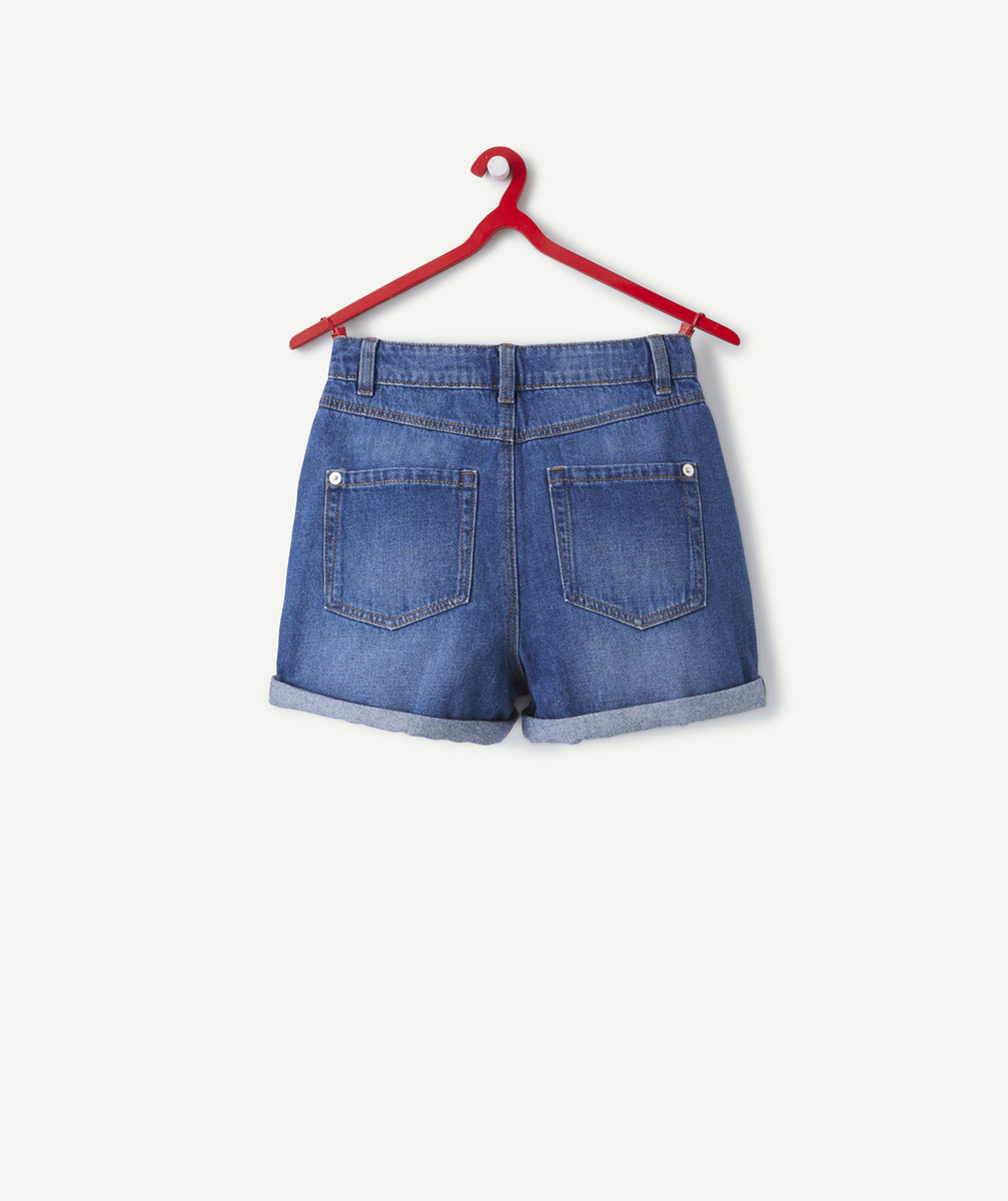 short taille haute fille en denim low impact