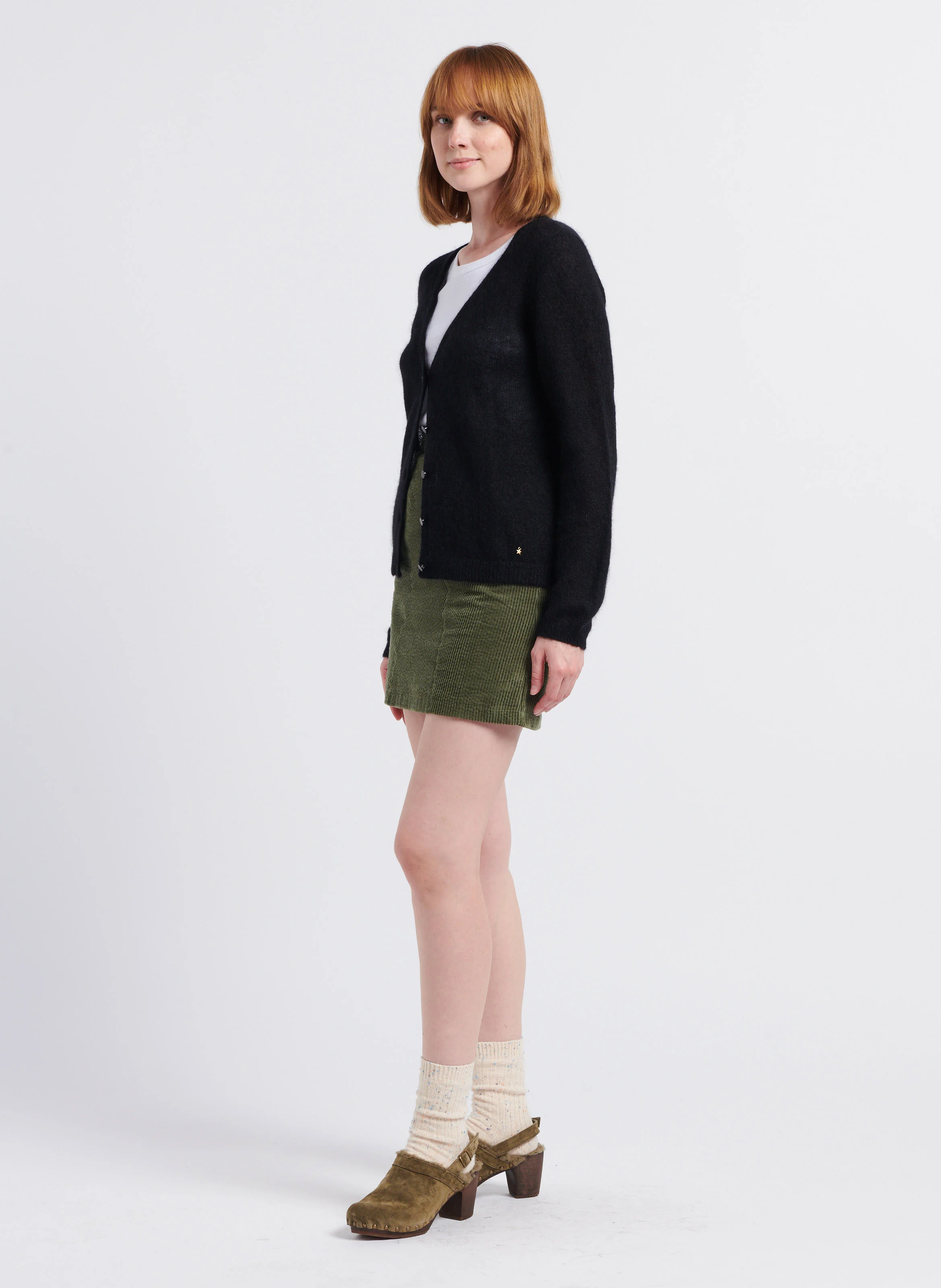 CARLINE - Sabots fourrés en cuir velours| Beige