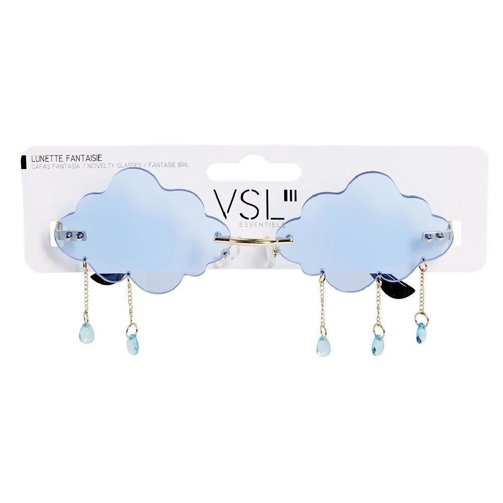 Lunettes fantaisie adulte nuage bleu avec pendentifs