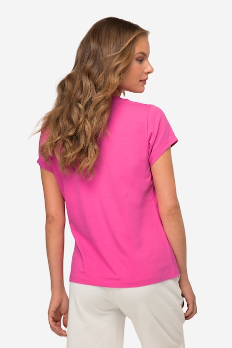 T-Shirt, kleiner Knoten Print, V-Ausschnitt, Halbarm, OEKO-TEX MIG
