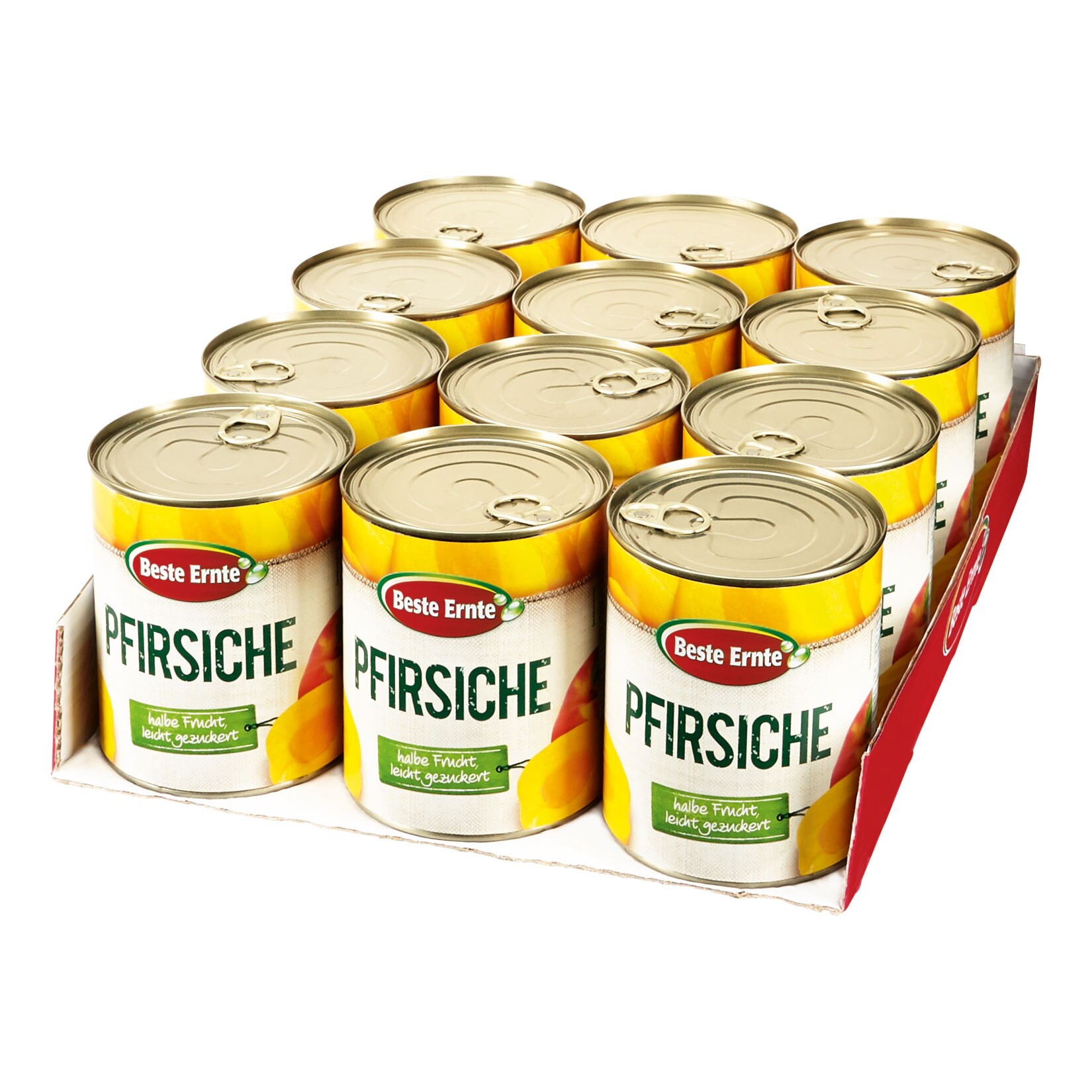 Beste Ernte Pfirsiche leicht gezuckert 480 g Abtropfgewicht, 12er Pack