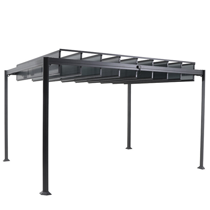 Pergola BELIZE Graphite + 1 kit de rideaux Ardoise