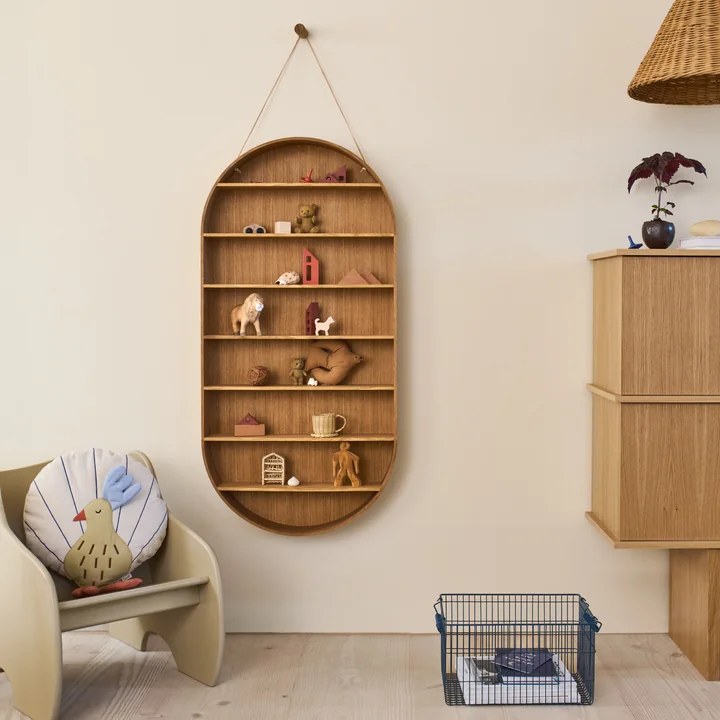 Ferm Living - Oval Dorm Wandregal, Eiche geräuchert