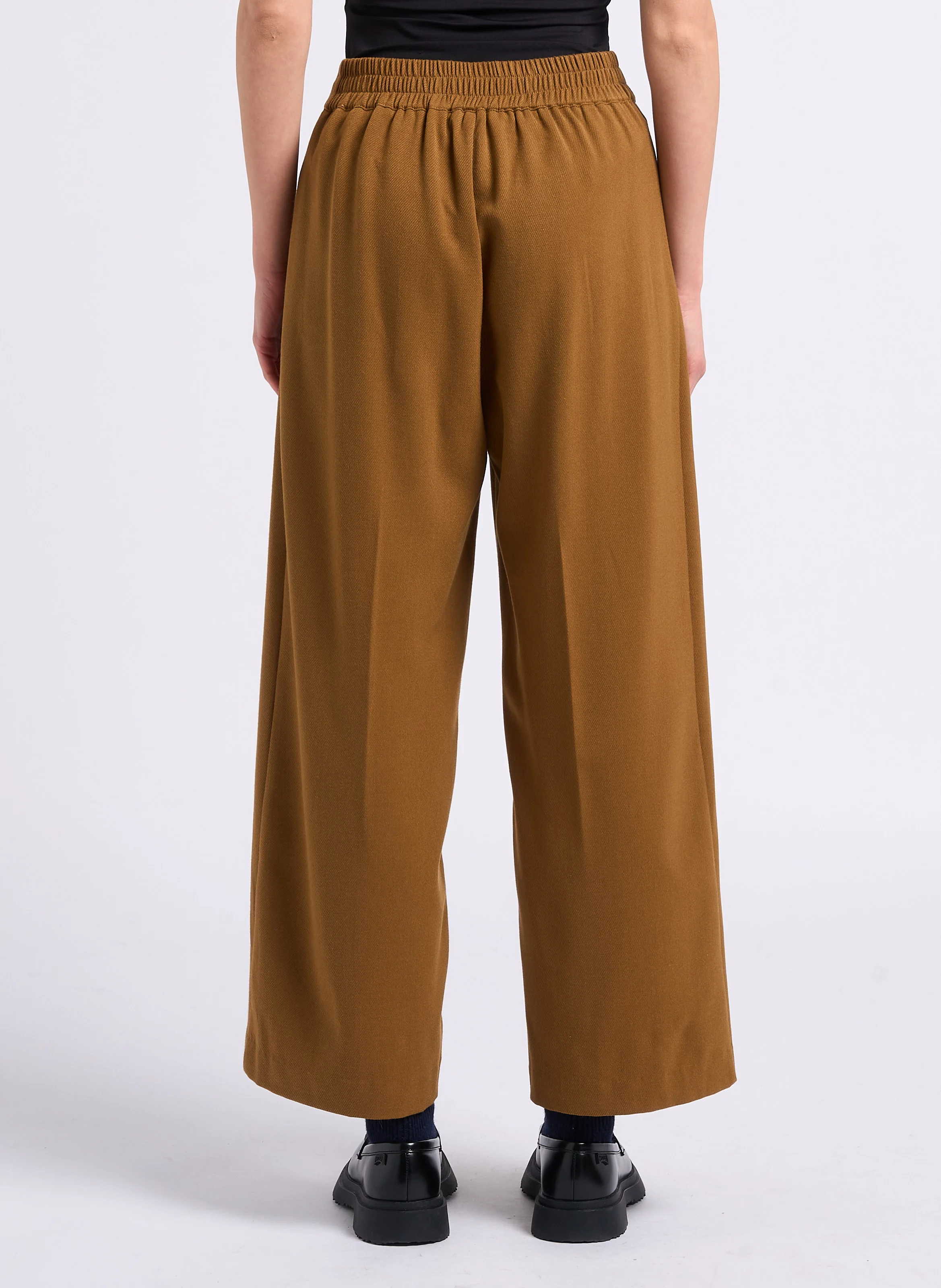 JERRY - Pantalon large taille haute | Marron