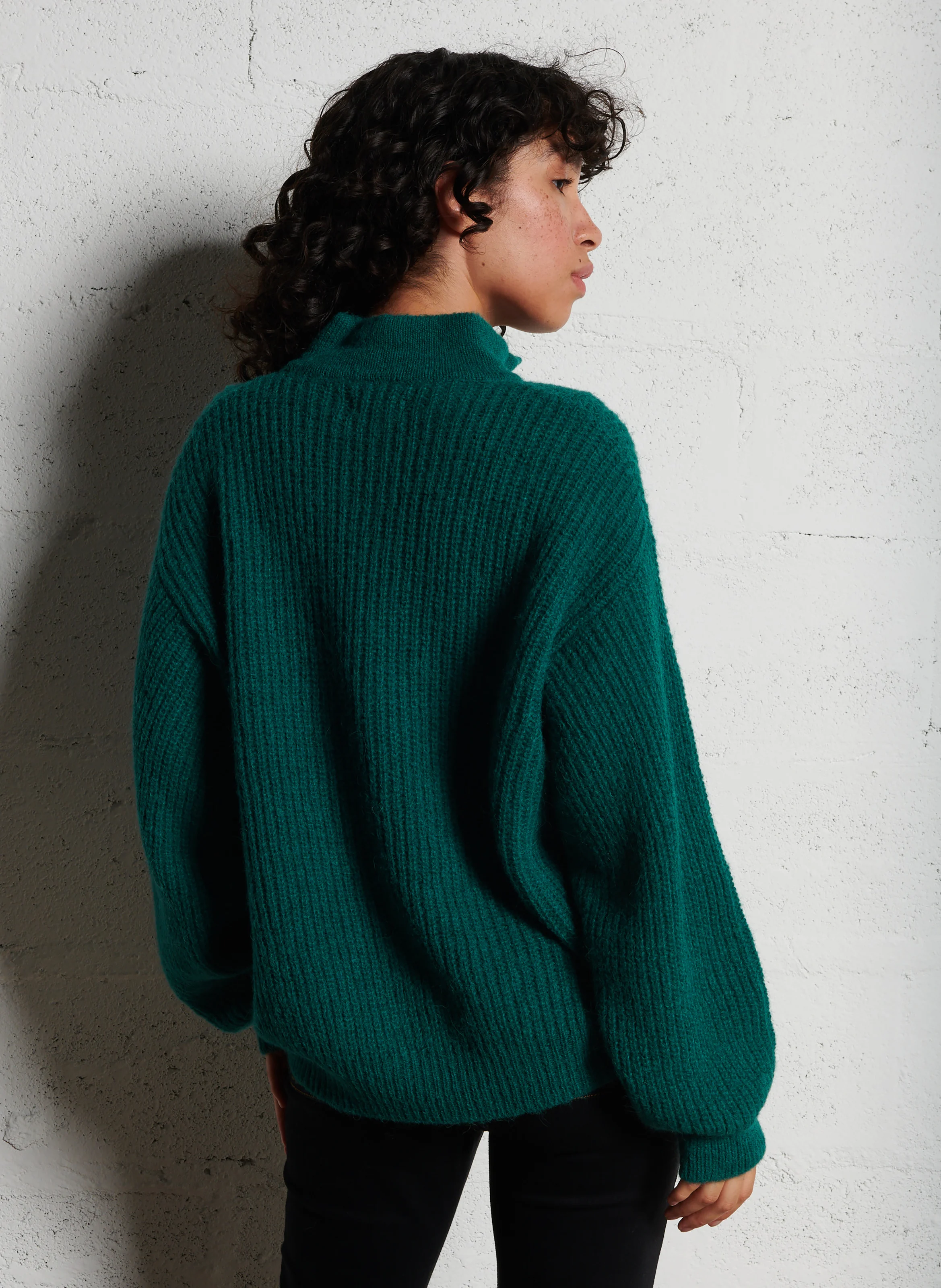ANNA - Pull col camionneur en laine mélangée | Vert
