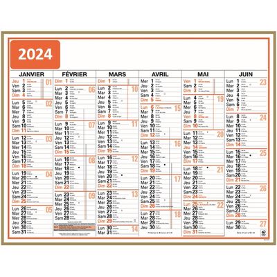 Calendrier Classique - 6 mois par face - 40,5 x 55 cm - Oberthur