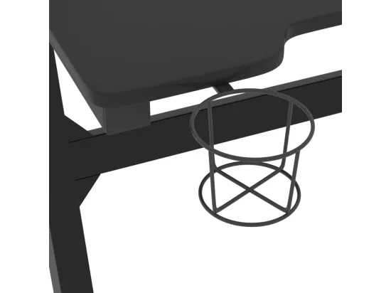 Bureau de jeu à LED en forme de Z noir 110x60x75 cm