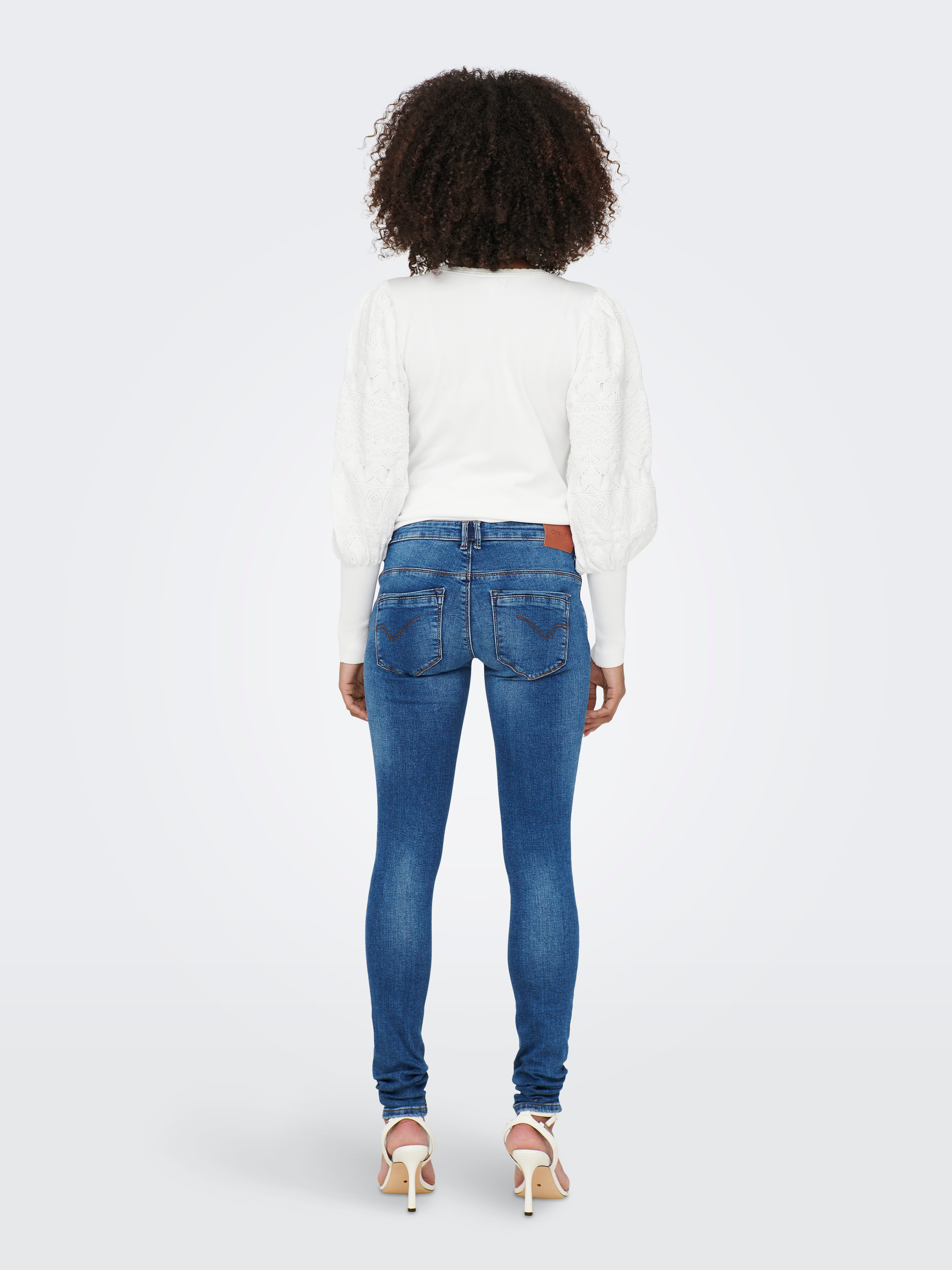 OLMPAOLA Hohe Taille Skinny Fit Jeans Medium Blue Denim